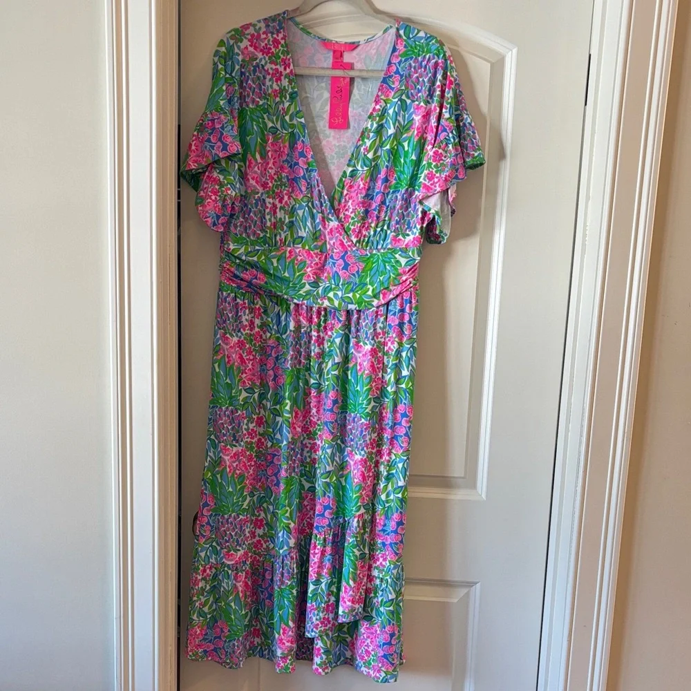 Lilly Pulitzer Colorful Floral Midi Dress - Picture 1 of 5